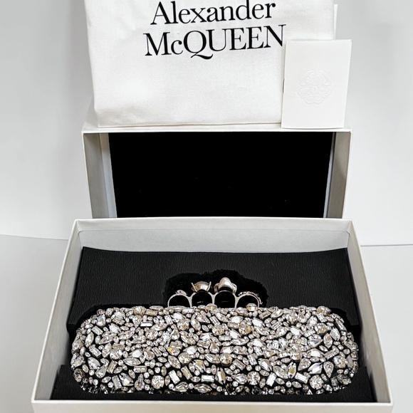 Alexander McQueen Swarovski Crystal Skull Four-Ring Box Clutch - Picture 17 of 17